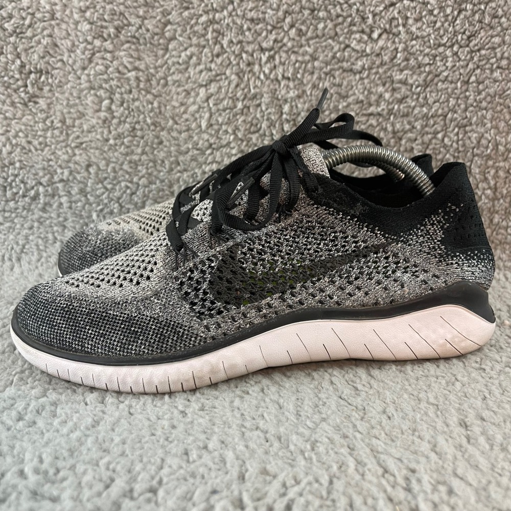 Nike Free RN Flyknit 2018 Women's 8.5 Black‎ Oreo Running Athletic Shoes 942839